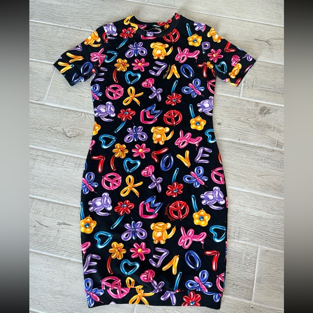 Moschino Pink and Yellow Bodycon Midi Dress